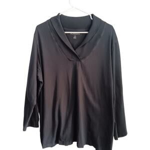 Gently Used Roaman's Black Long Sleeved Shawl Collar Top 1X